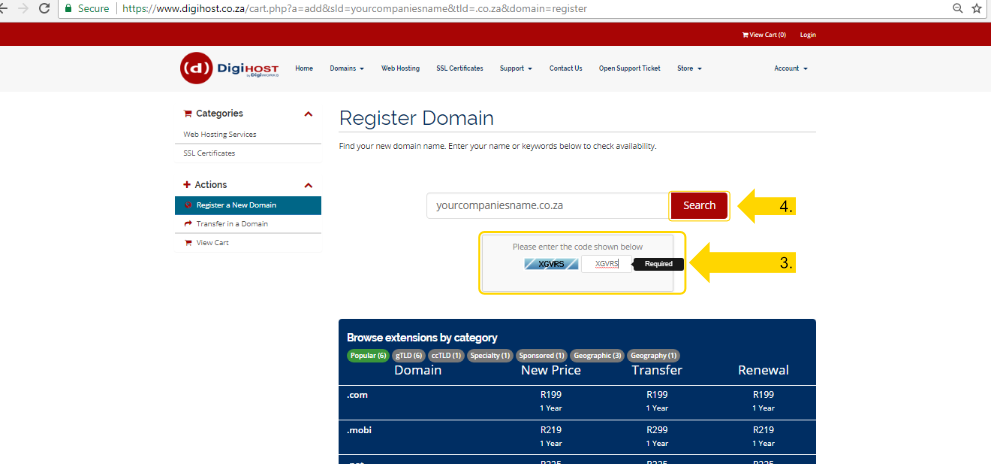 Register a Domain - Screen 2