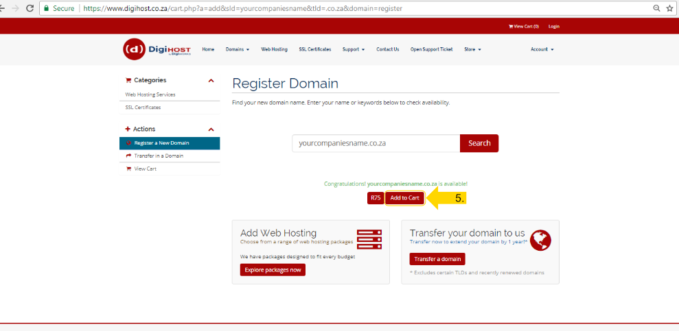 Register a Domain - Screen 3